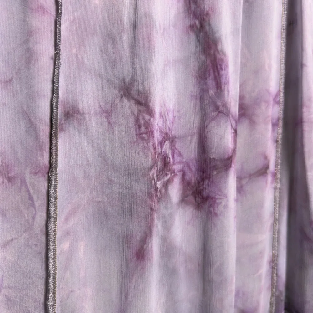 VTG 90s y2k Women Fairy Maxi Skirt XL Purple Tie Dye Burnout Velvet Ethereal